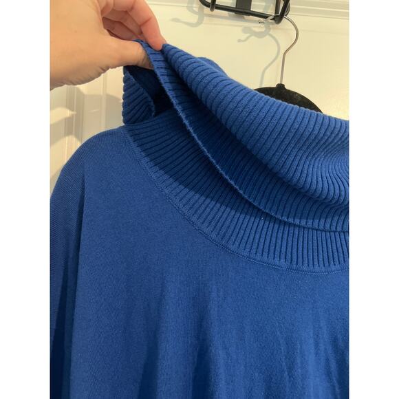 Michael Kors Long Sleeve Drape Cowl Neck Fringe Hem Knit Sweater Blue Women's 0X - Picture 4 of 7